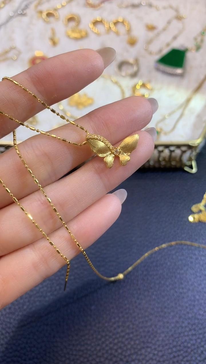 【云中意】18K金蝴蝶吊坠（不含链）-多样性发货