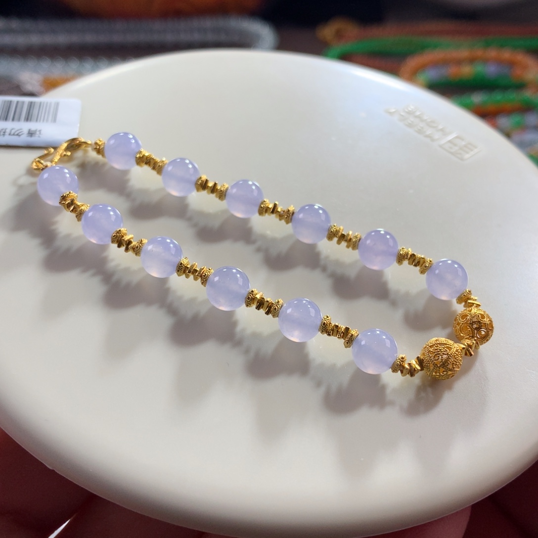 翡翠未镶嵌手链翡翠冰胶底梦幻仙紫盘缠卡6.50+