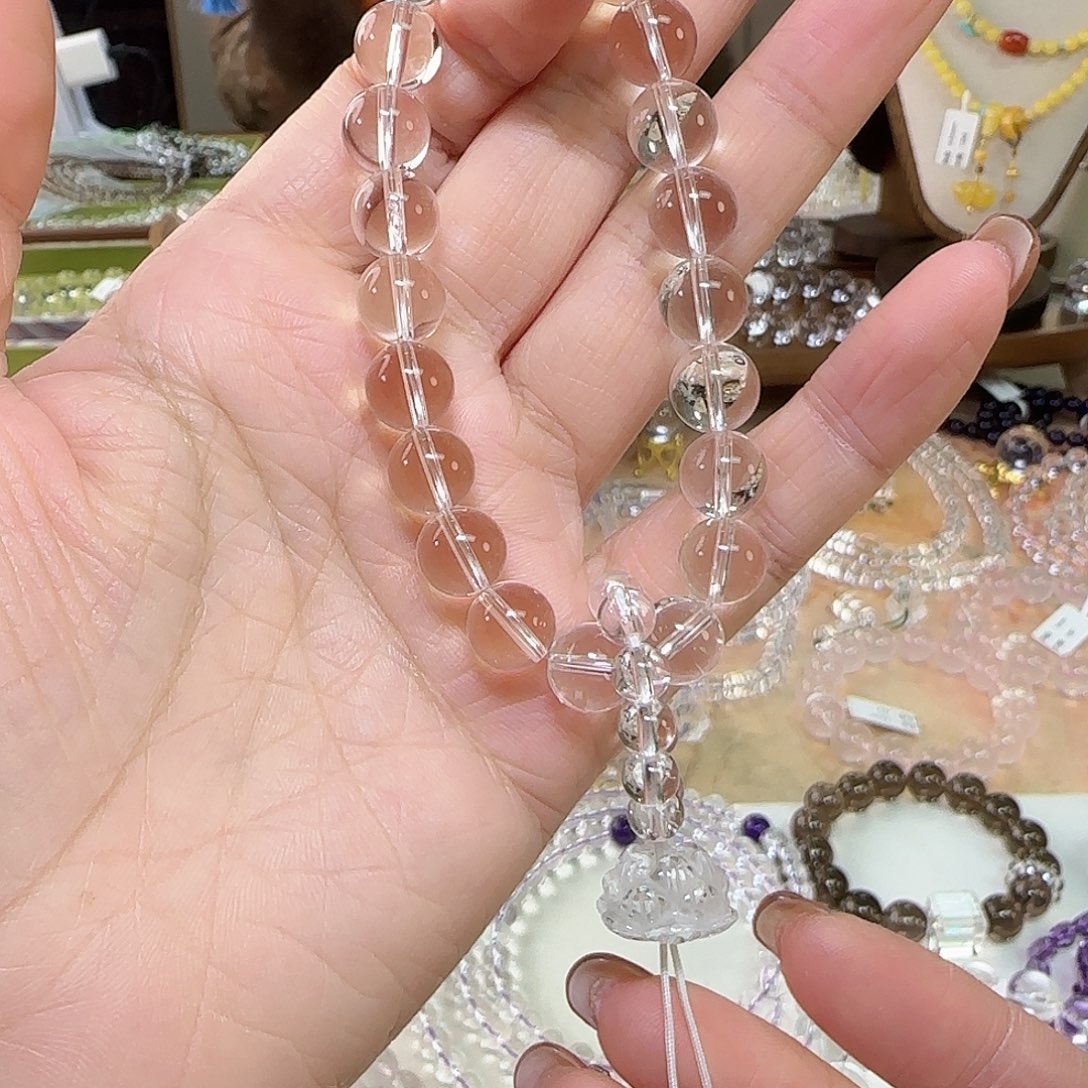 ****璐手串水晶未镶嵌天然白水晶全净体手持