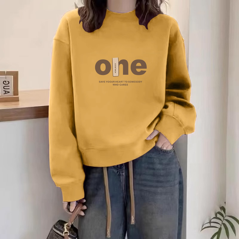 圆领卫衣女士2025秋冬季新款时尚韩版宽松休闲套头长袖纯棉上衣潮