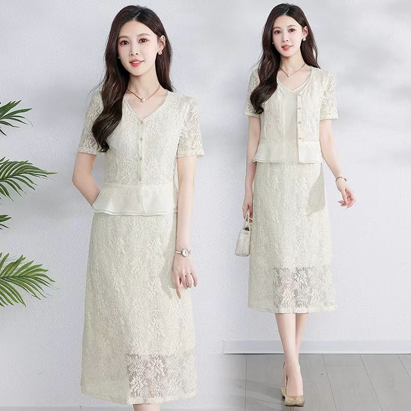 【FL805】夏装新款时尚小香风假两件连衣裙