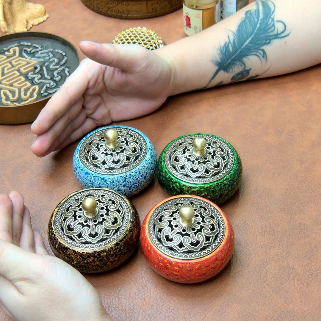 大漆欧珀香炉手工