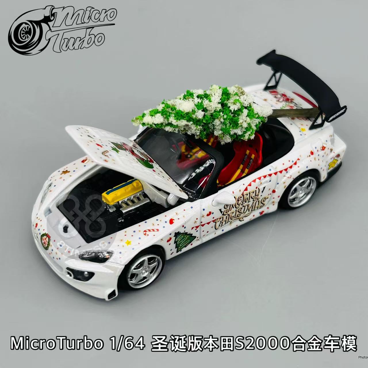 MicroTurbo MT可开盖1:64 S2000 Spoon 2024款圣诞版合金汽车模型