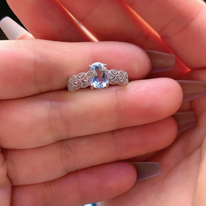 海蓝宝石戒圈银S925镶嵌