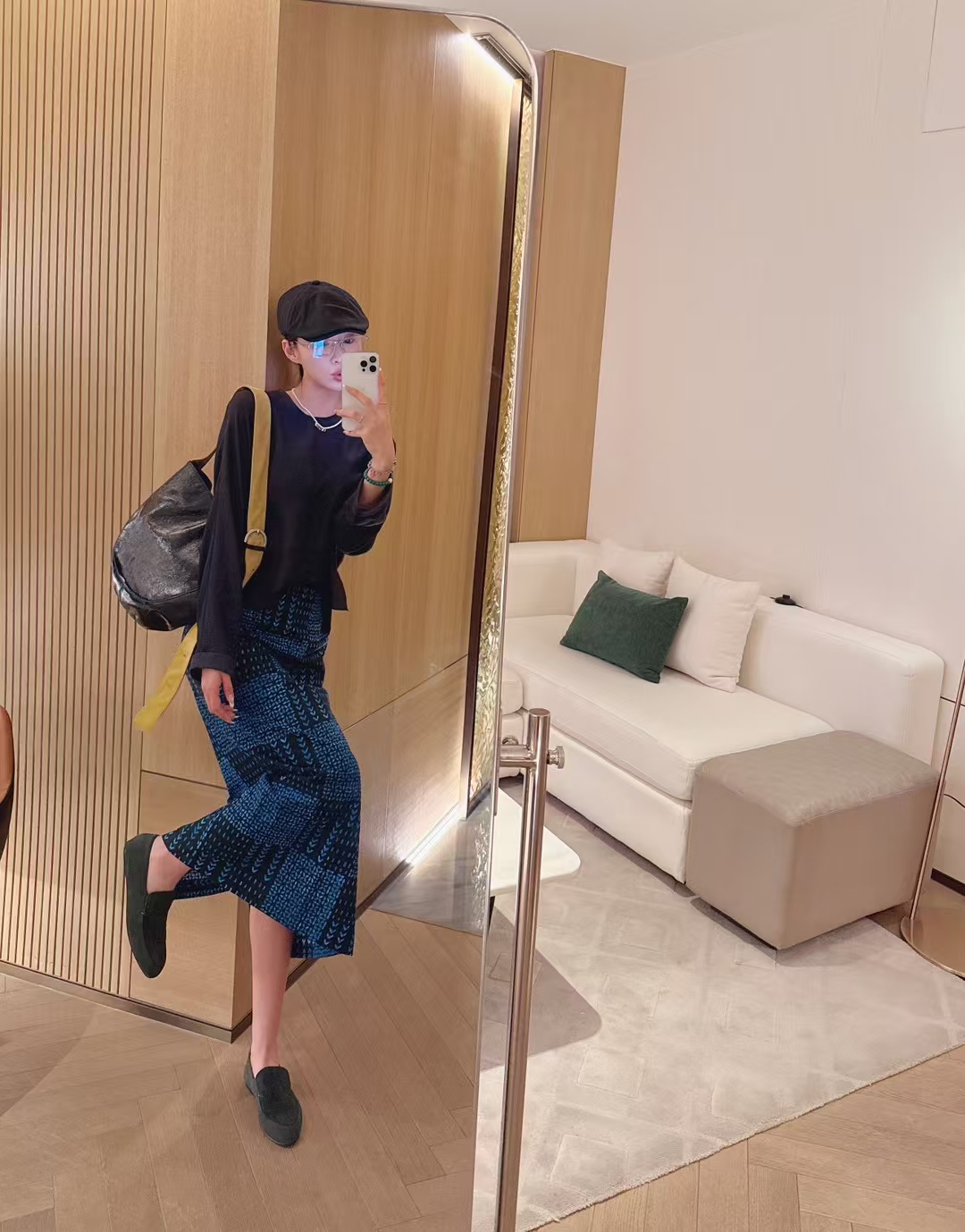 设计师款蓝色半裙