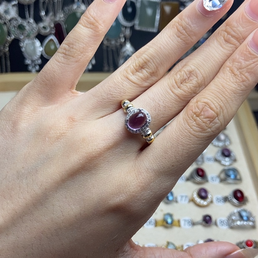 【闪购商品】紫晶戒指银S925镶嵌开口