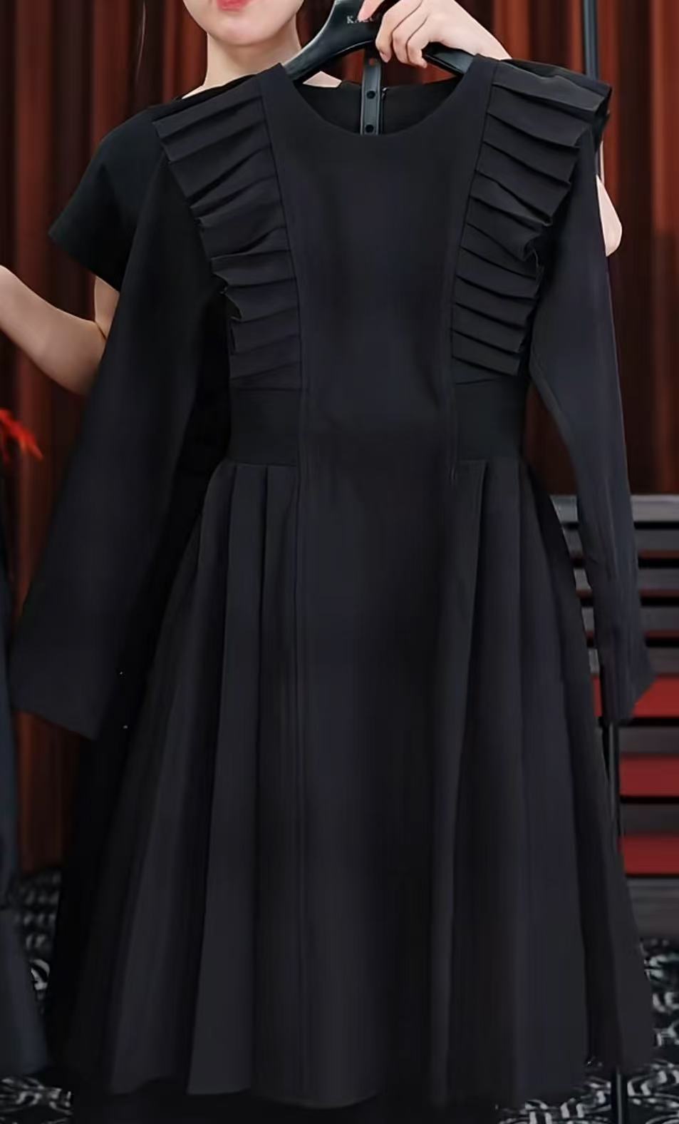 【原创大码设计师款女装】2025早秋新款飞飞袖显瘦大码连衣裙K3876