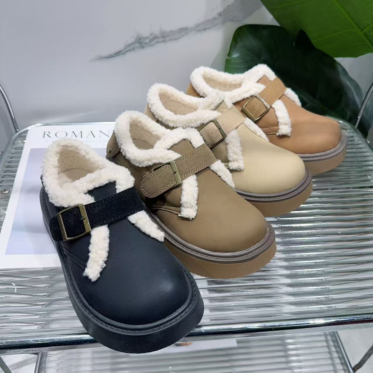 秋冬休闲款时尚女新款百搭软底豆豆勃肯鞋9591