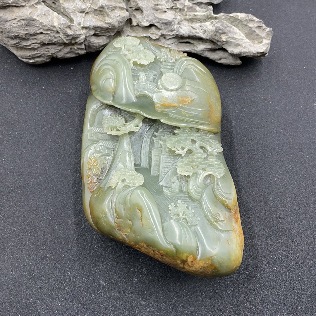 BY0215FLSF675 和田玉山水摆件