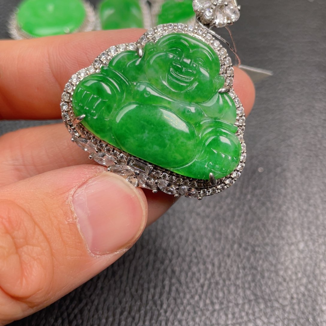 翡翠吊坠(不含链)银S925镶嵌吊坠