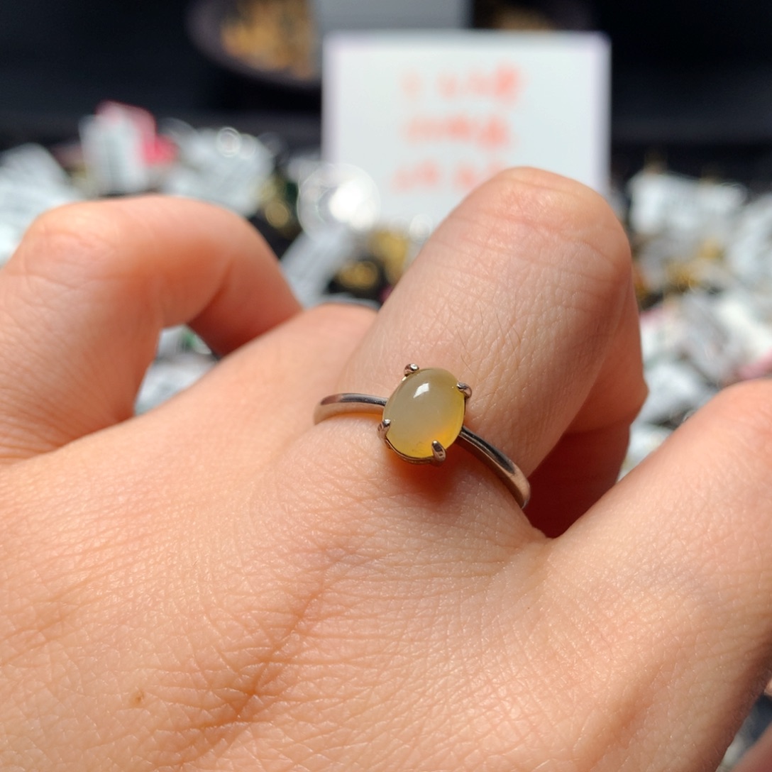 翡翠戒指银S925镶嵌戒指