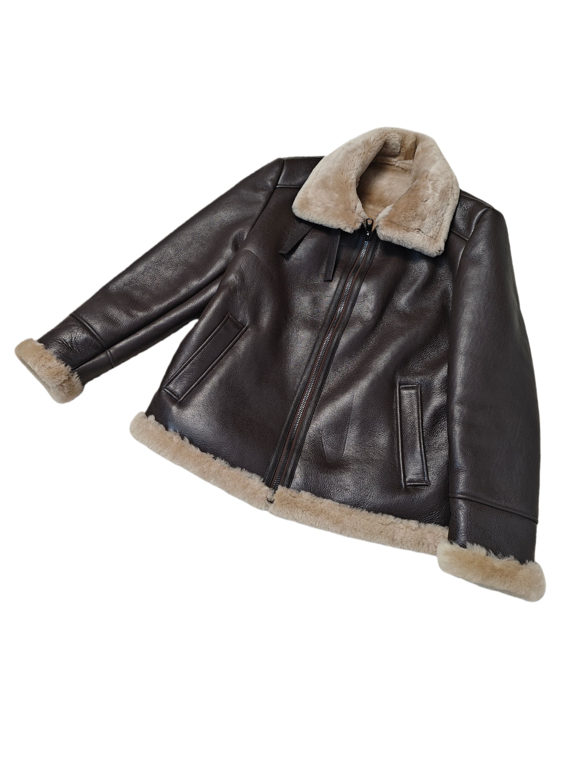 加绒系真皮经典B3飞行夹克毛长1.5+保暖防风原皮原毛抗静电高质感