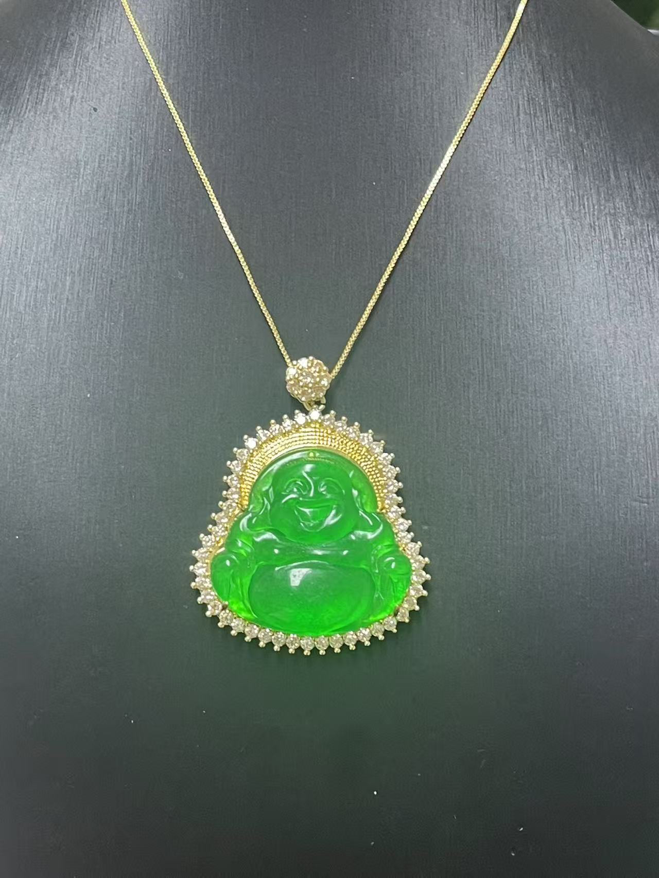 翠绿色吊坠14k金气质