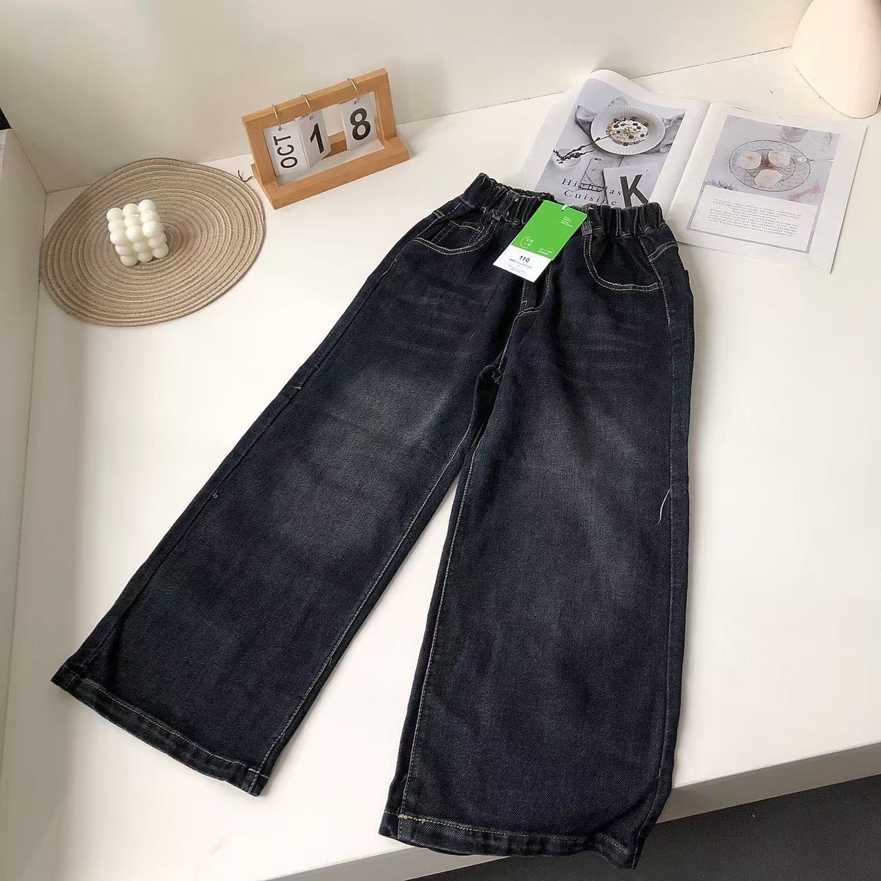 F078儿童新款春秋牛仔裤裤腰扣子款3221