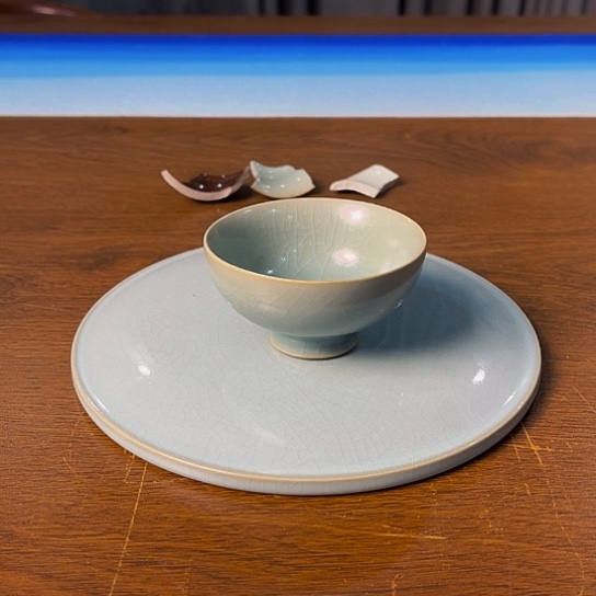 青焱汝瓷仿古高足碗杯福利