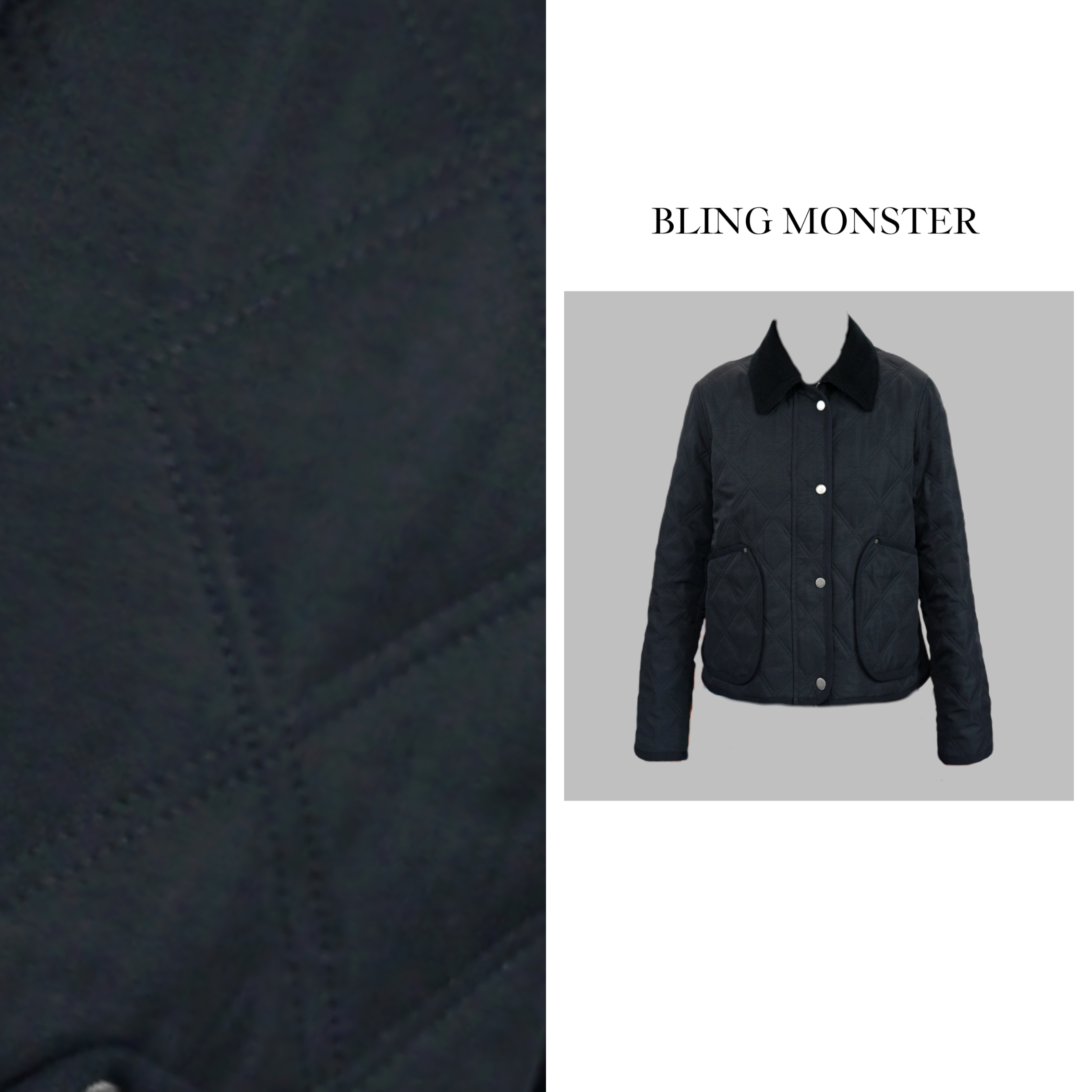 绵羊毛短款菱格翻领直筒型女长袖棉服宽松型厚款BM5156