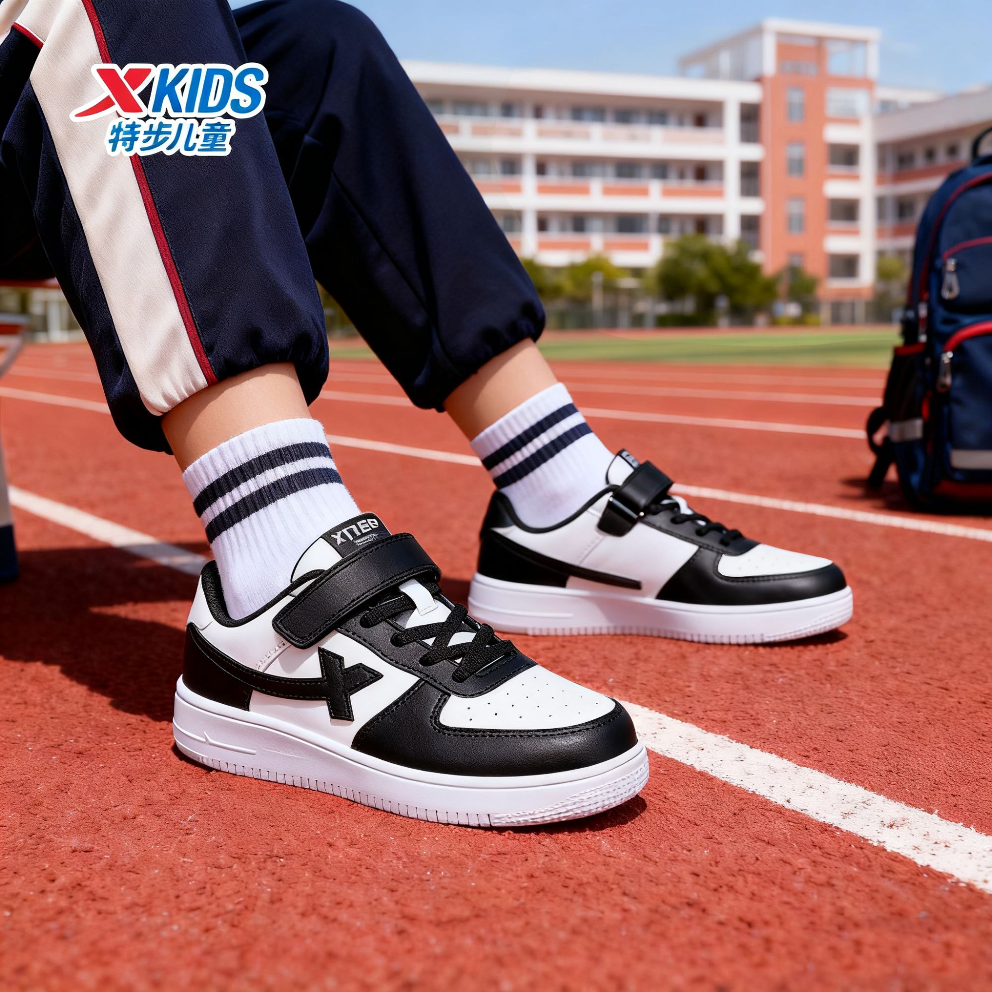 【熊猫鞋】特步儿童冬季防水皮面板鞋时尚百搭休闲鞋675116319148