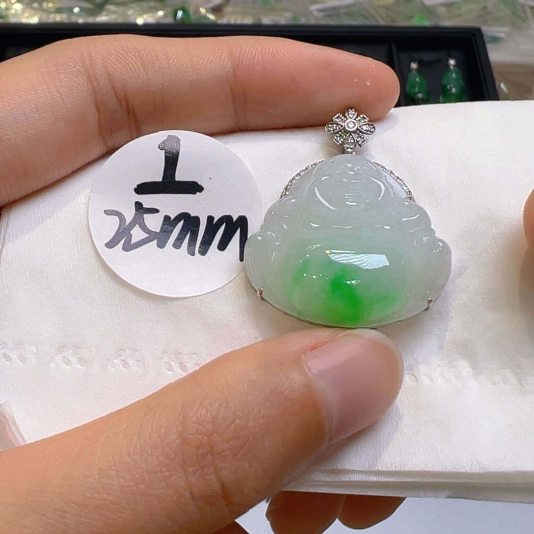 翡翠18K金镶嵌吊坠(不含链)