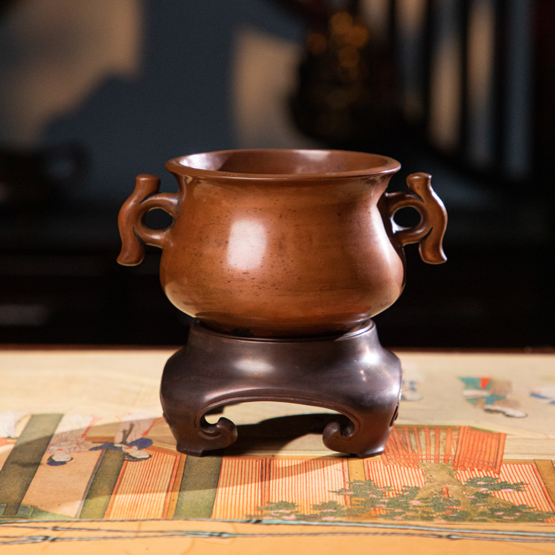【还山老师作品】碳养炉 带座戟耳炉 铜香炉