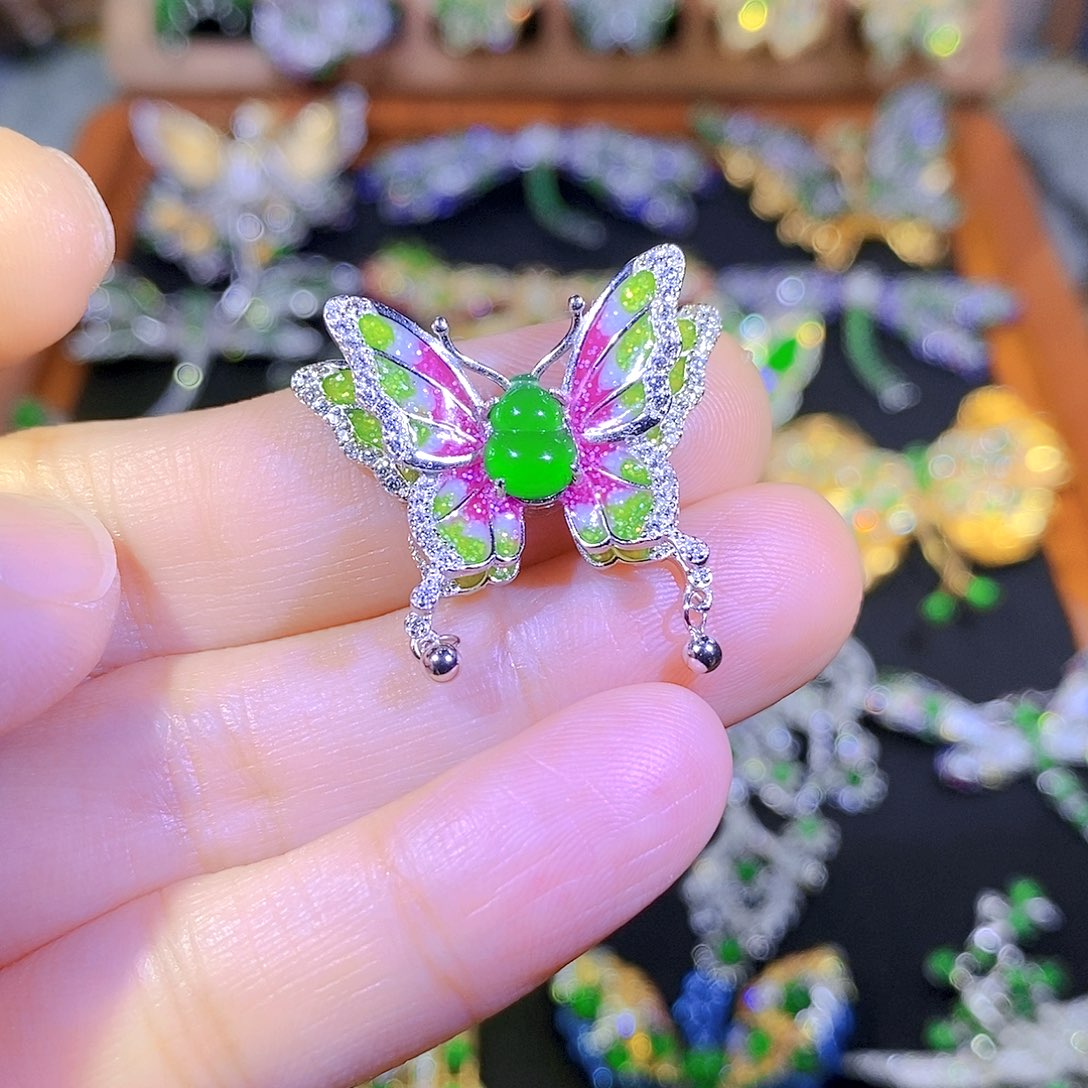 吊坠(不含链)银S925镶嵌翡翠