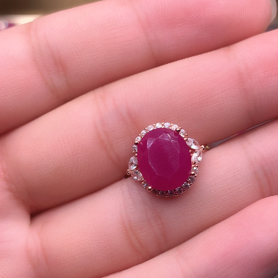 红宝石戒指银S925镶嵌