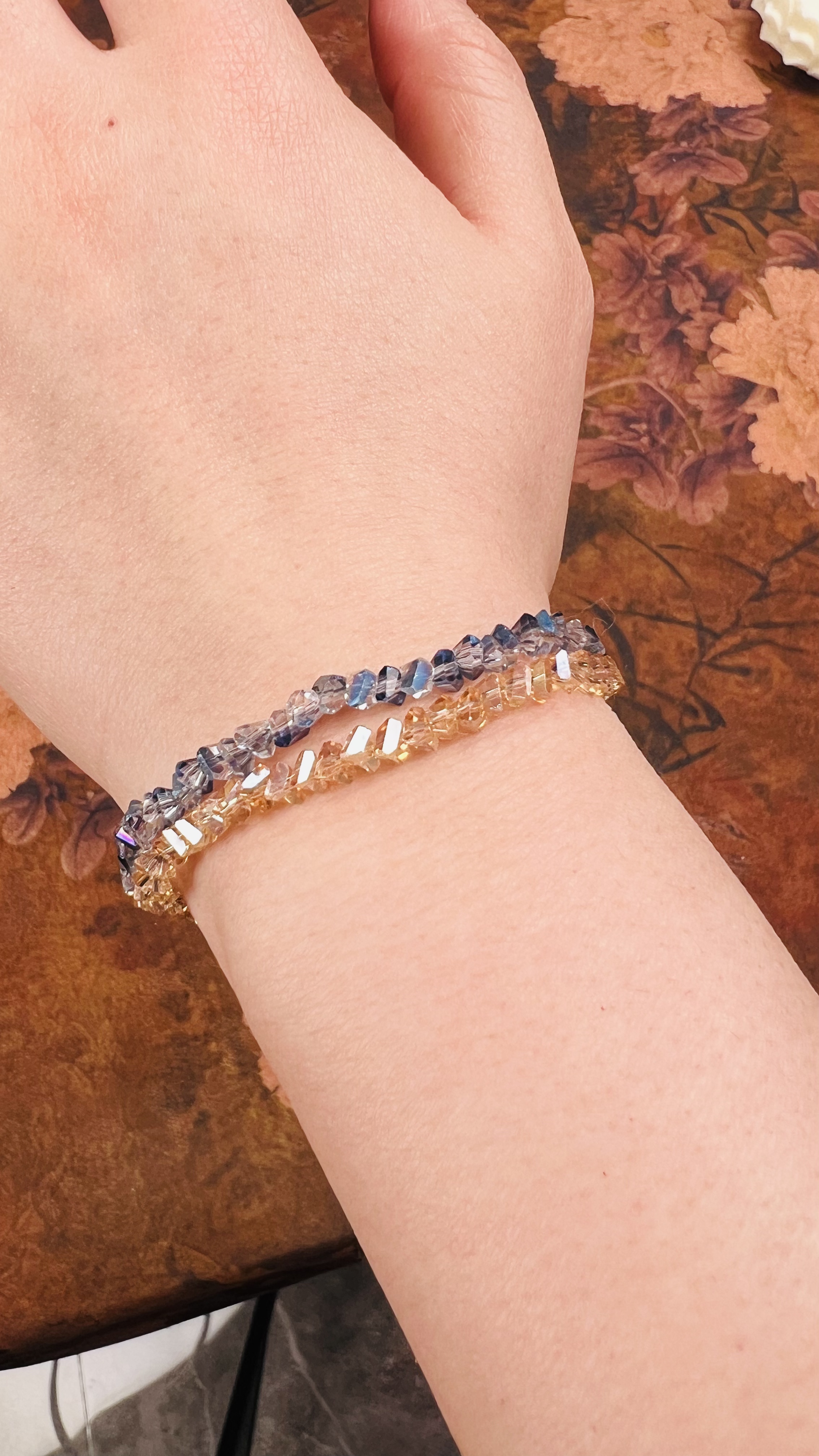 极细奥地利蓝水晶手链深海蓝+琥珀色ZYW05