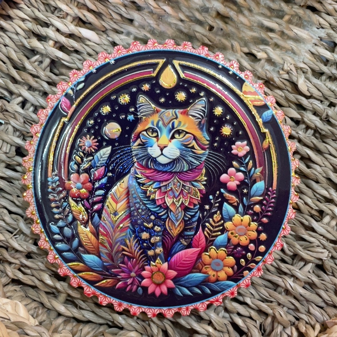 陶瓷描金小猫杯垫