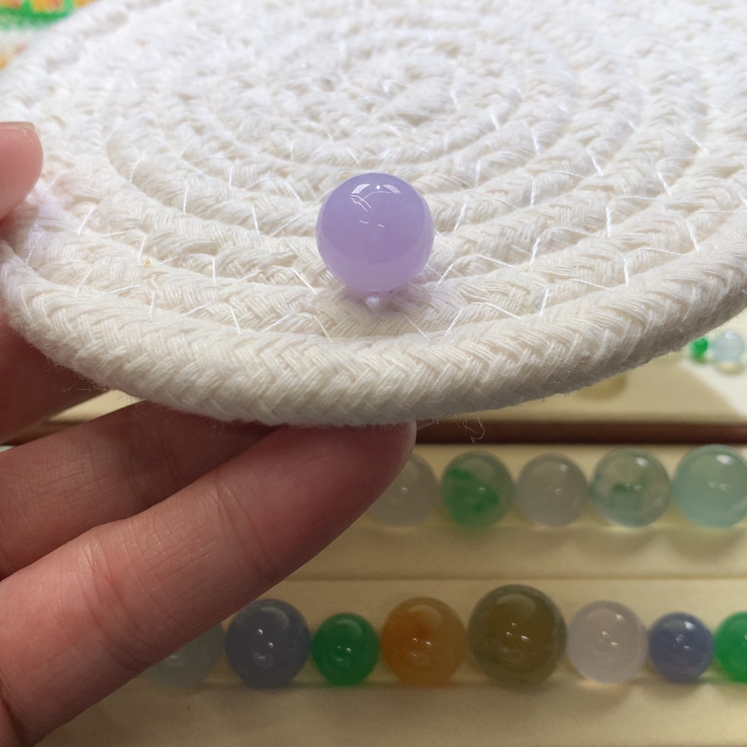 定制翡翠未镶嵌12.8mm粉椿紫单珠