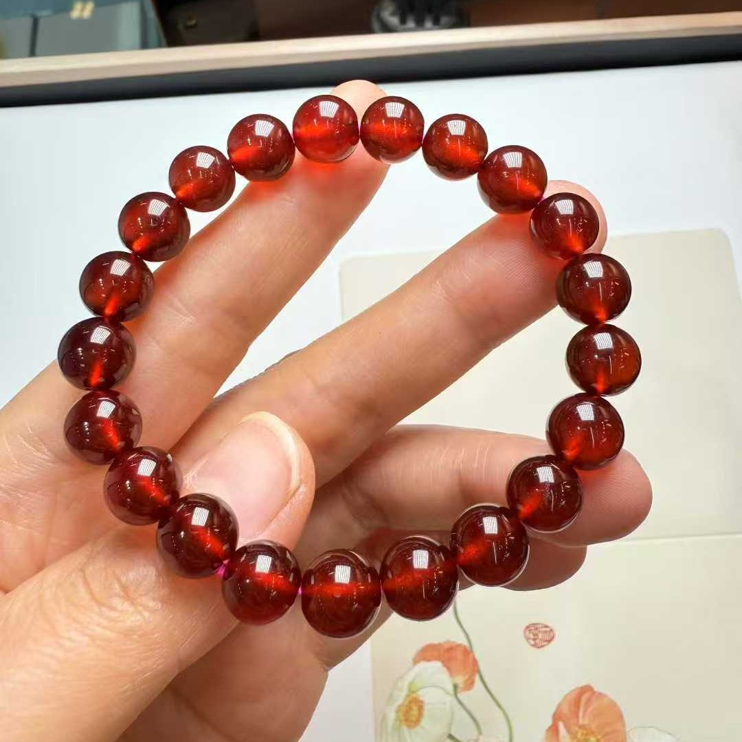 纯天然石榴石单圈卡9-卡10精品橙红色通透晶体质感单条