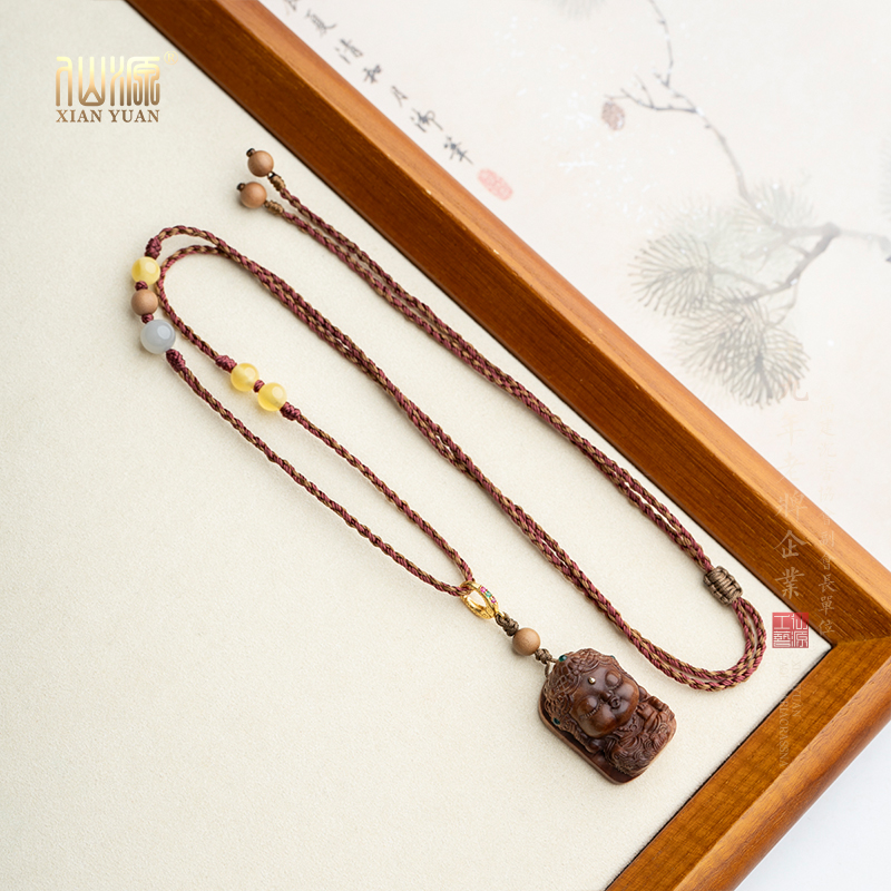 印度老山檀香度母和田玉蜜蜡可调节硬绳项链新中式国风项链