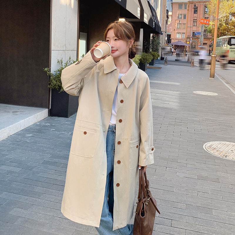 卡其色2025风衣外套女春秋新款休闲中长款小个子英伦风大衣超好看