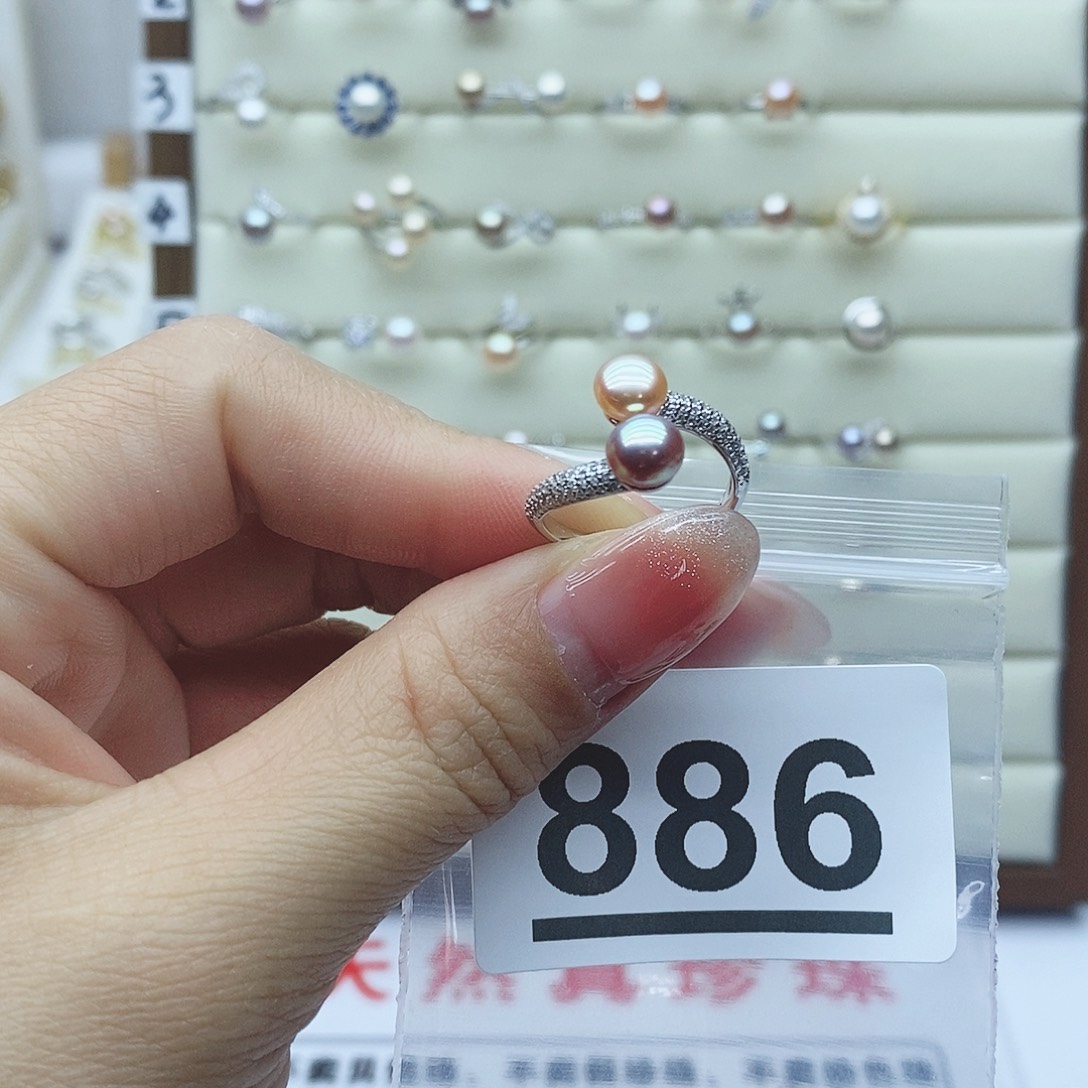 淡水珍珠戒指银S925镶嵌x**o886