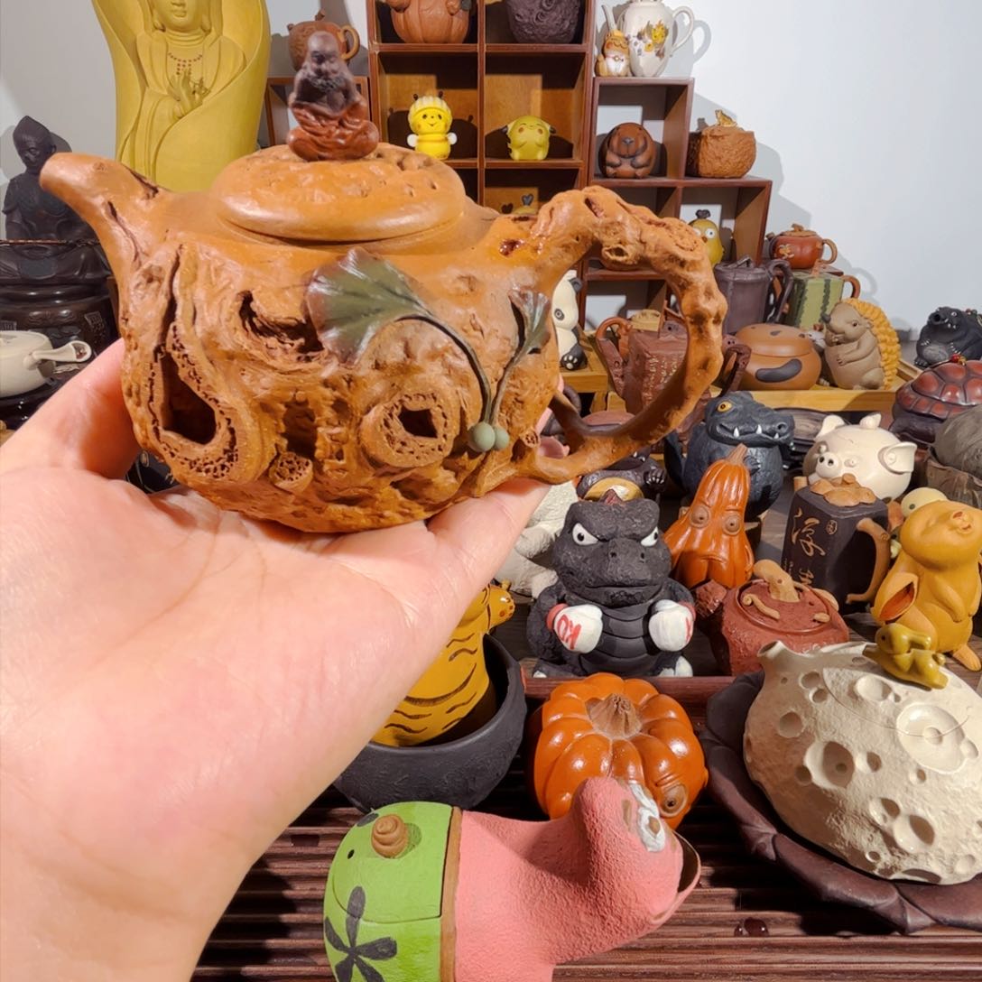 紫砂茶壶鹤*。纯手工制作过程非常