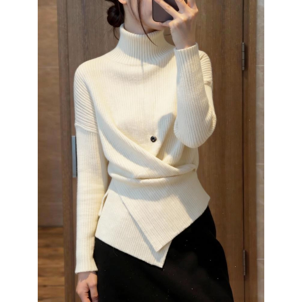 慵懒风韩版高领软糯毛衣女秋冬新款收腰显瘦气质减龄打底针织衫女