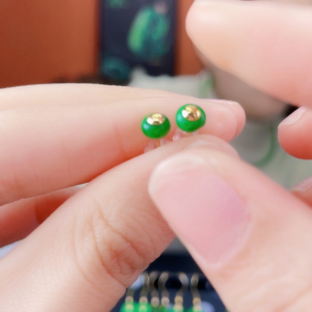 翡翠银S925镶嵌耳饰