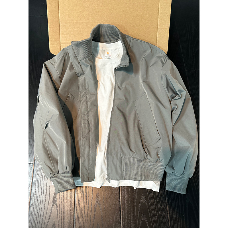 灰色cleanfit短款工装外套男廓形三防立领棒球服美式潮牌飞行夹克