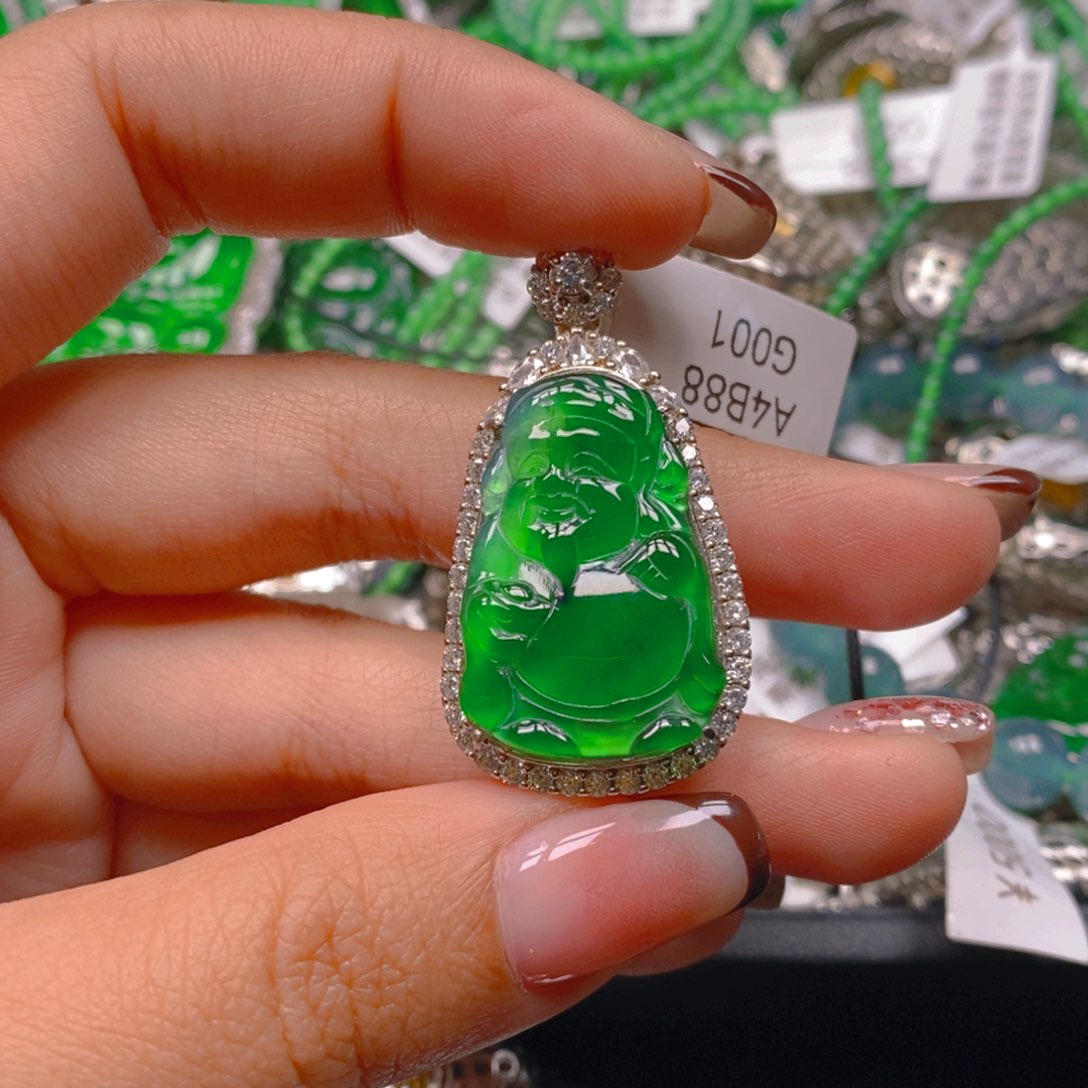 翡翠颈饰银S925镶嵌8888888