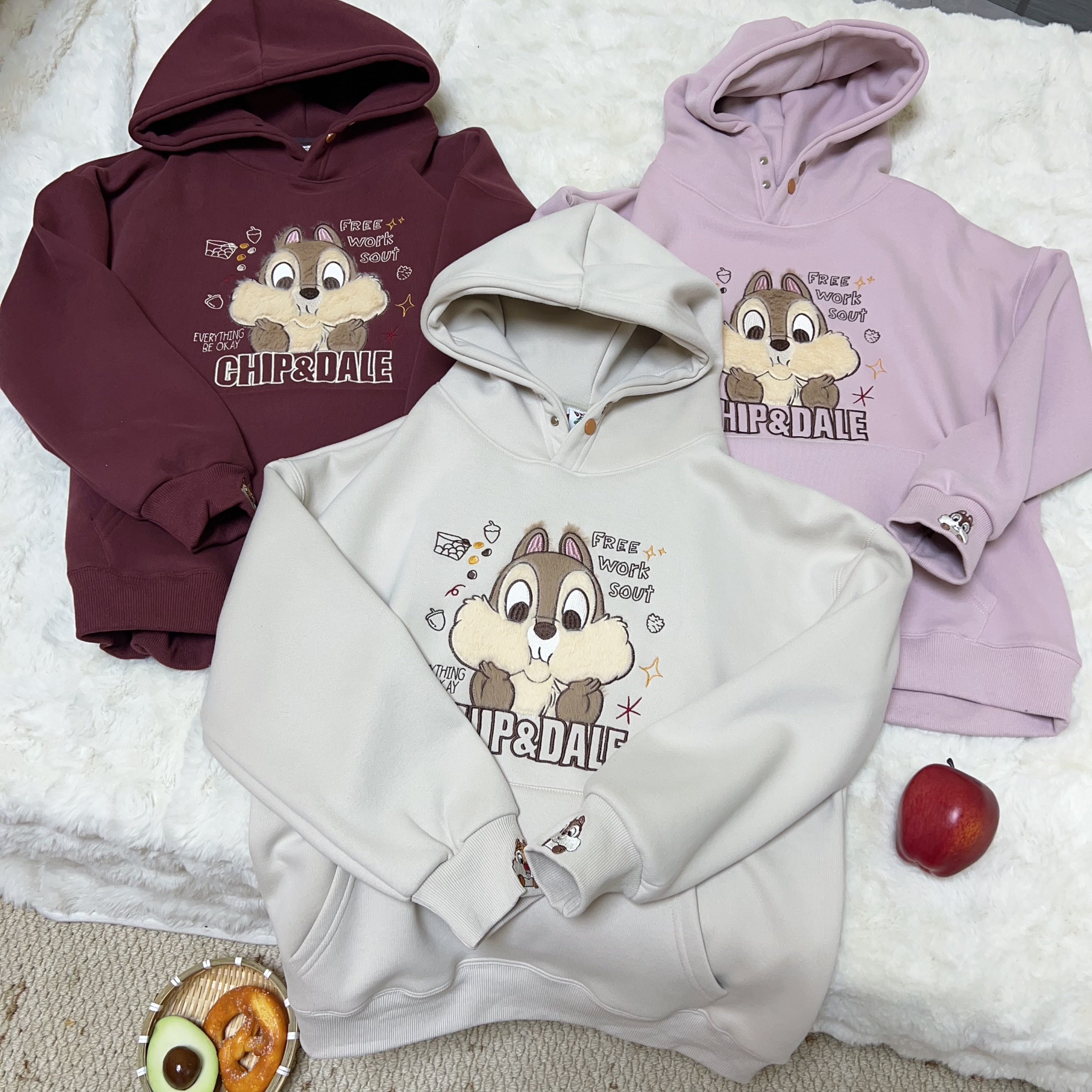 3734#DT家冬季新款松鼠大头口袋连帽卫衣韩版女装  加绒