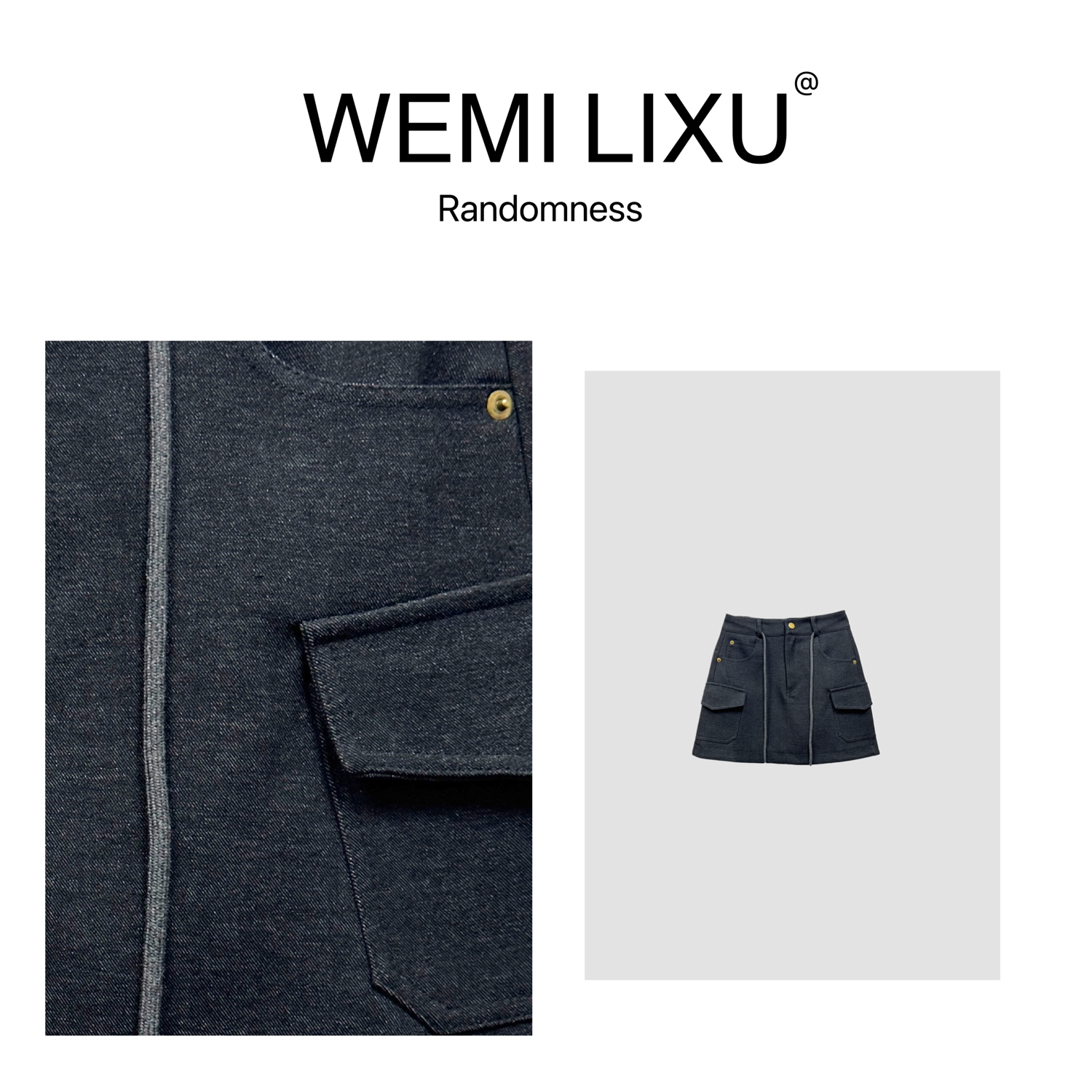 WEMI LIXU“贝克街头”春夏时尚百搭女装工装半身短裙遮胯显瘦9013