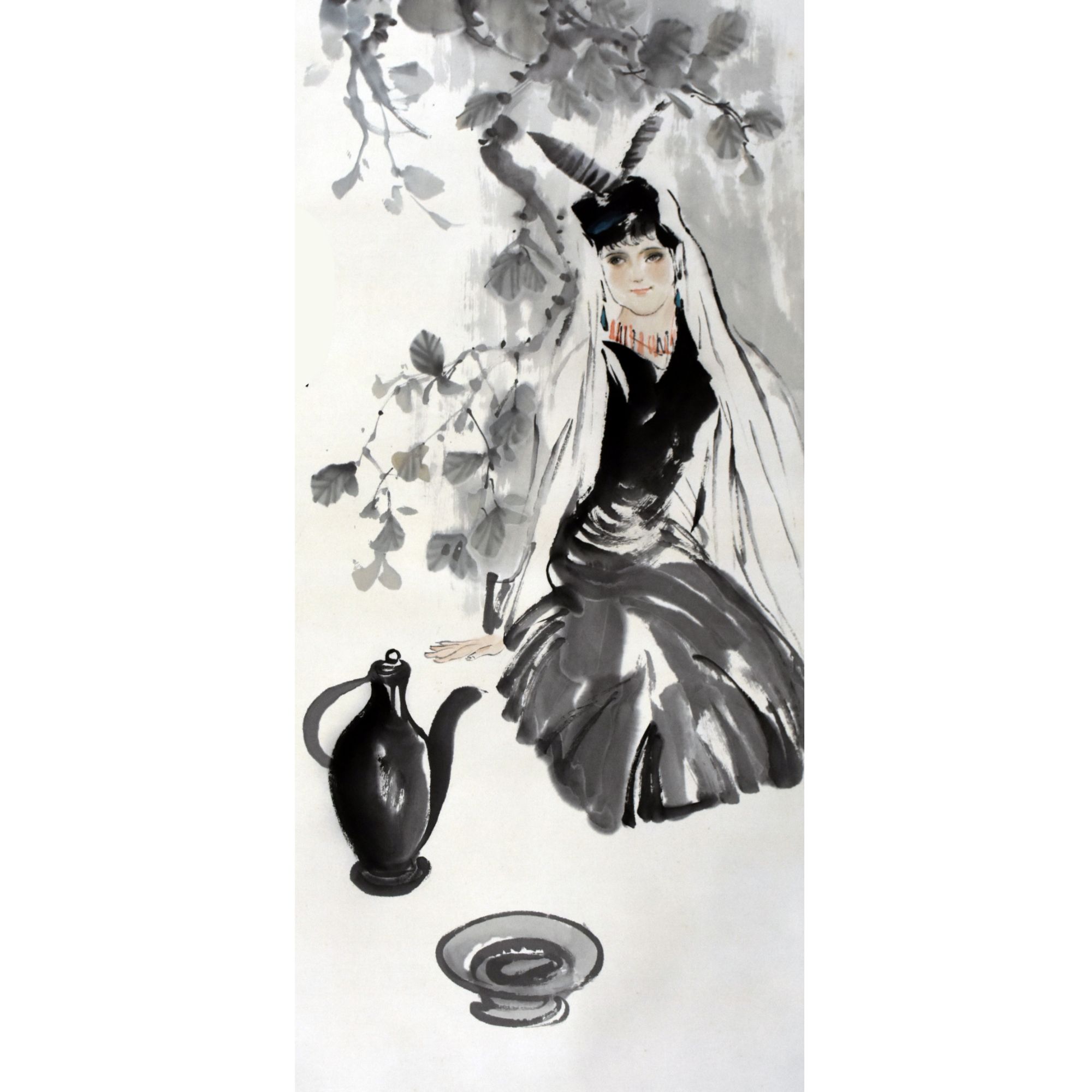 HM0054 闽南少女图 99×52.5cm 纸本立轴 4.7平尺