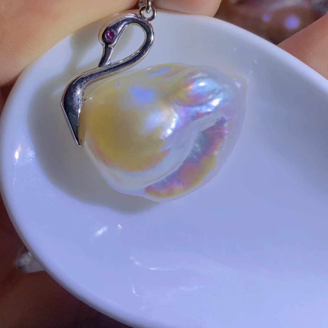 银S925镶嵌淡水珍珠微瑕天然淡水珍珠