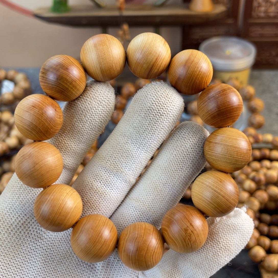 柏木手串/手链太行崖柏1.8鸡油黄素圈