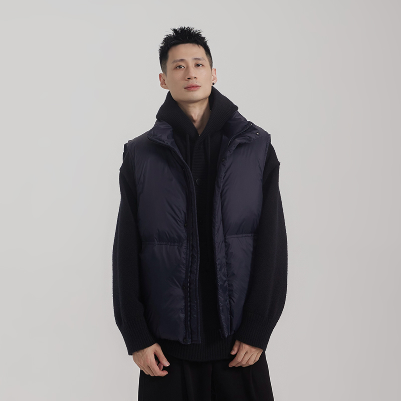 秋冬棉服马甲加厚纯色极简潮流工装百搭男女同款立领外套【9580-3】