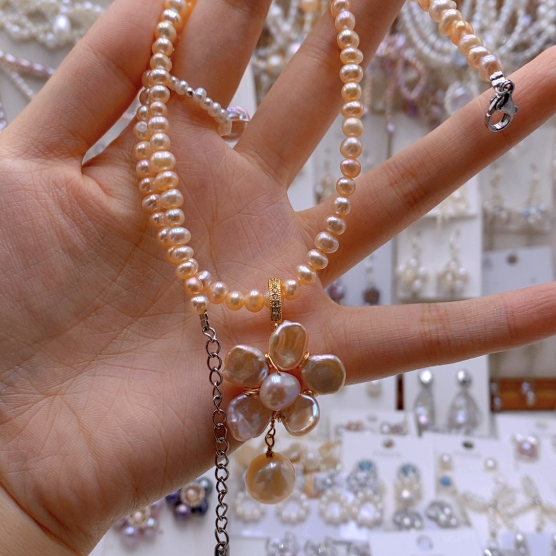 颈饰银S925镶嵌淡水珍珠ヾ***姐