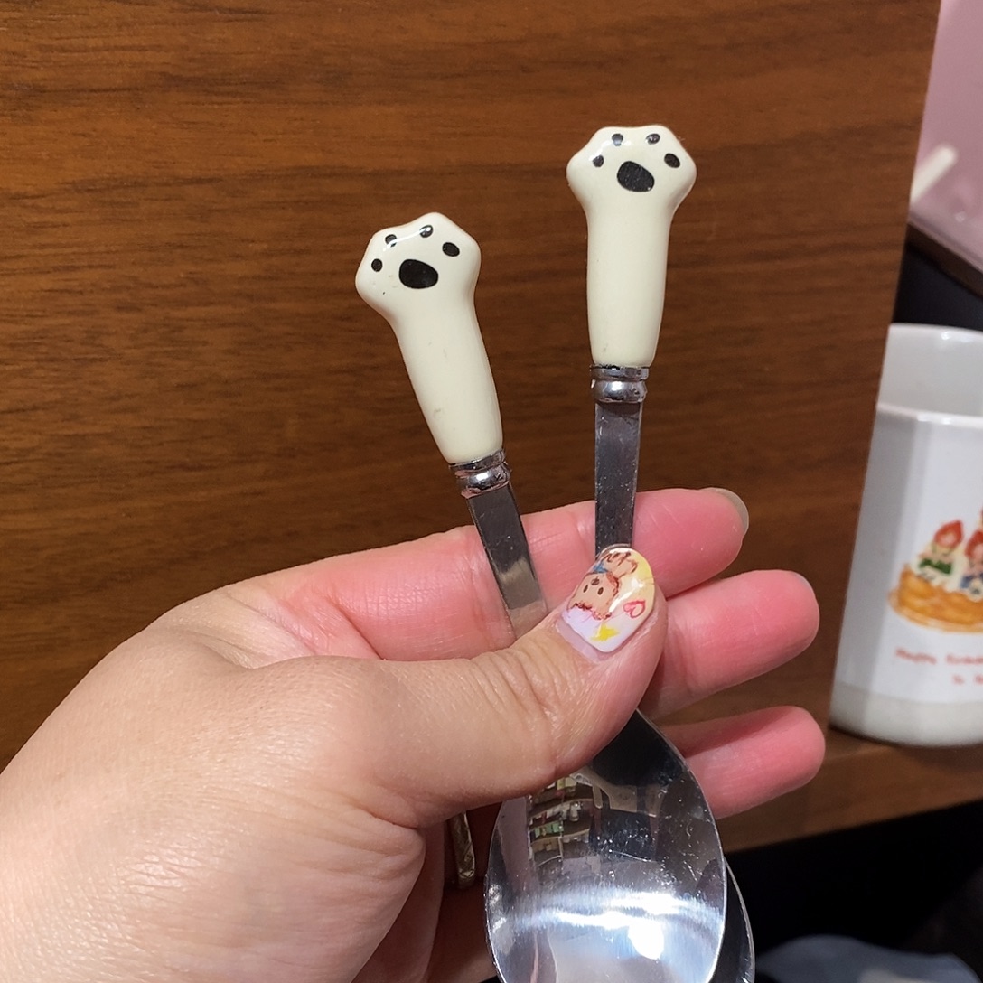 陶瓷猫爪勺子一对