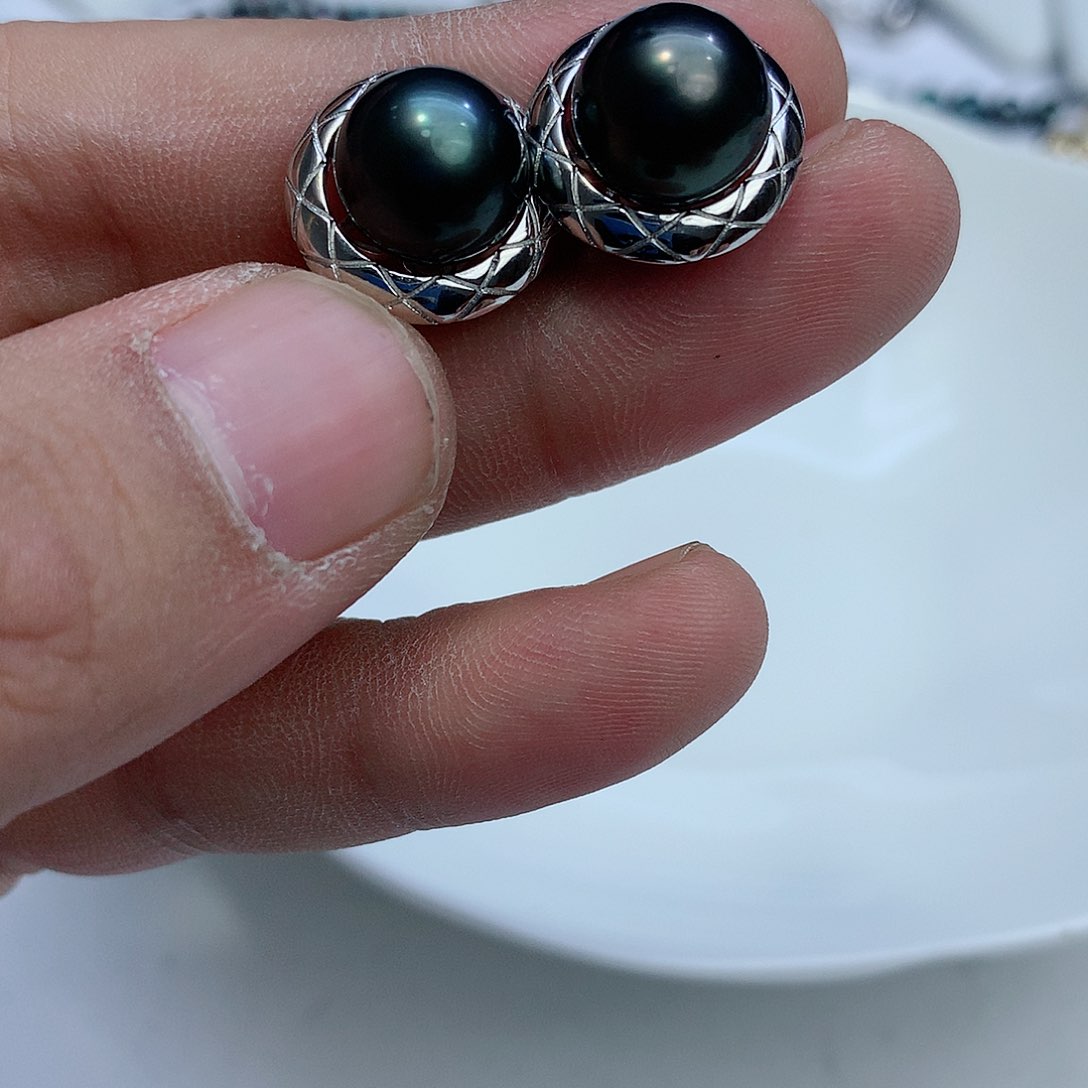海水珍珠耳饰银S925镶嵌