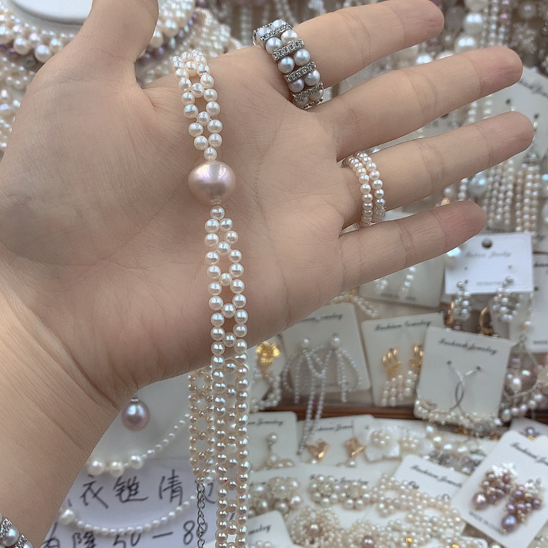 '***`耳饰银S925镶嵌淡水珍珠