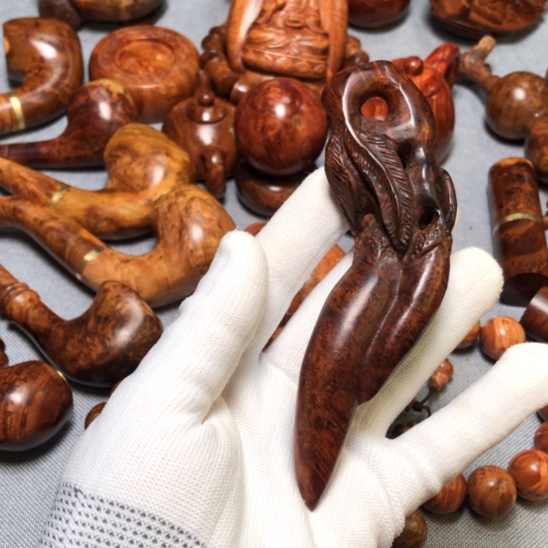 【闪购商品】木麻梨疙瘩火琉璃手把件