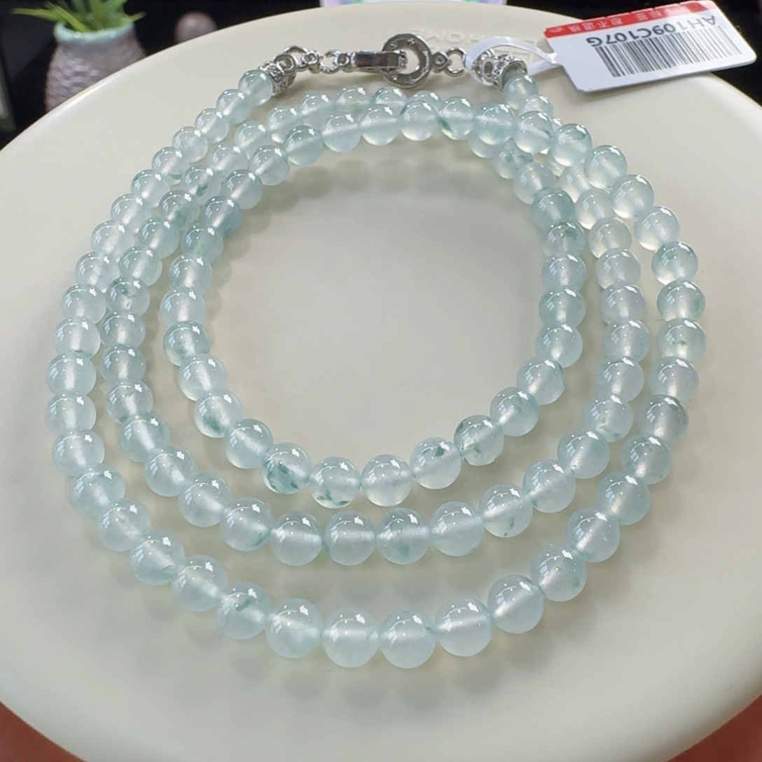 未镶嵌手链翡翠高冰飘蓝花4.6-4.9mm