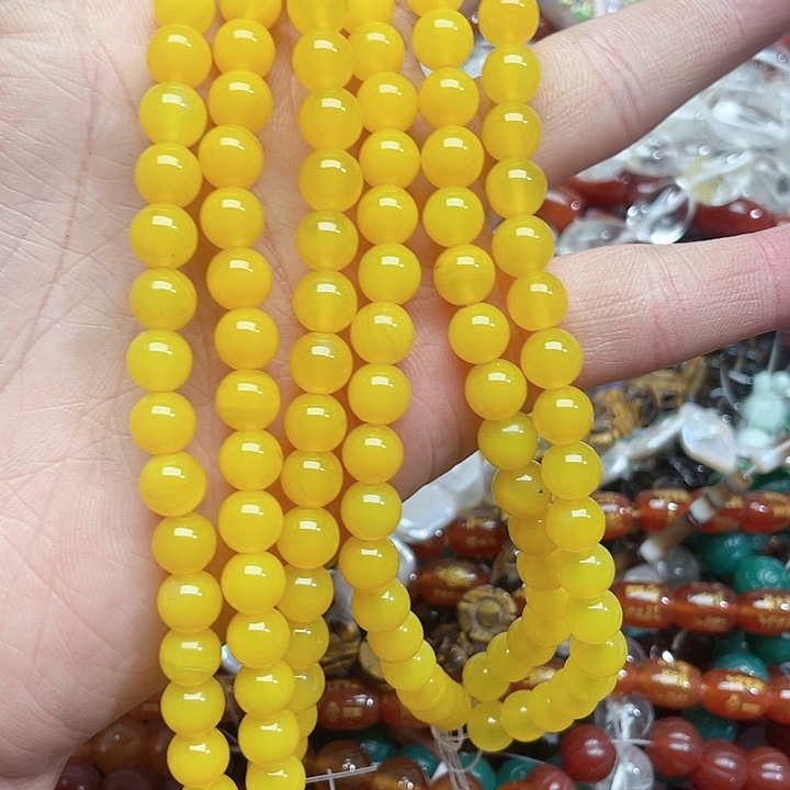 玛瑙/玉髓珠宝半成品未镶嵌一条8mm鸡油黄玛瑙